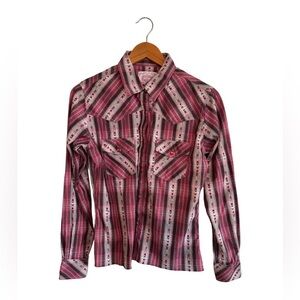 Cowgirl Hardware Girls Size Medium Plaid Long Sleeve Western Shirt